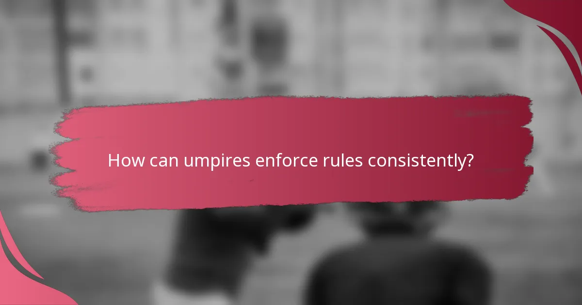 How can umpires enforce rules consistently?